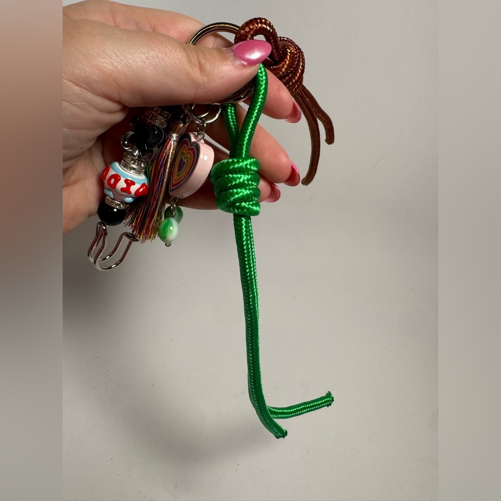 Boho Beaded LOVE Heart Bag Charm | Colorful Beads, Tassel & Rope Details - Picture 14 of 14
